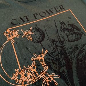 Cat Power Forest Green Longsleeve T-Shirt Gently Used